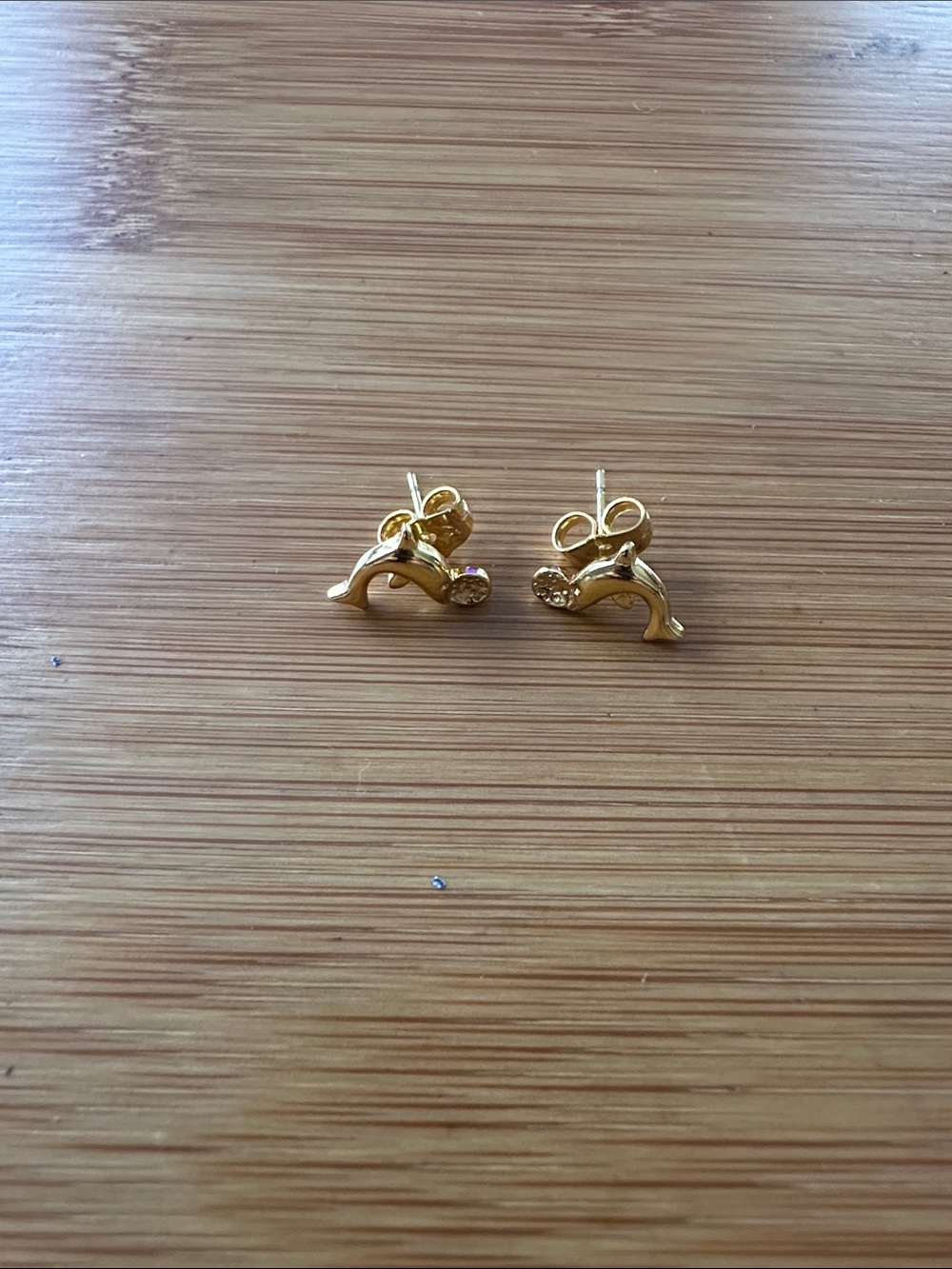 Gold Dolphin Stud Earrings - Unbranded